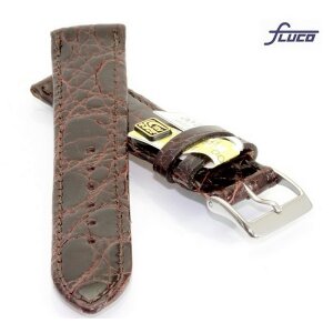 Fluco echt Krokodil XL-Uhrenarmband Modell Kania mocca 18 mm XL-Extralang