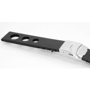 Silikon Uhrenarmband Modell Rhodos-Rallye-FS schwarz 22 mm, Faltschließe