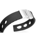 Silikon Uhrenarmband Modell Rhodos-Rallye-FS schwarz 22 mm, Faltschließe