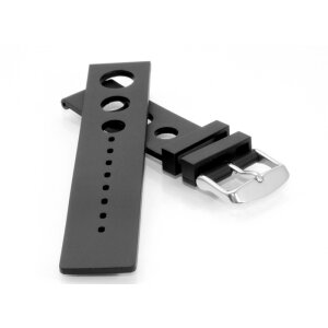 Silikon Uhrenarmband Modell Rhodos-Rallye-DS schwarz 18 mm