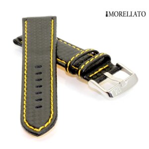 Morellato Uhrenband Biking Technic Carbon-Style schwarz-gelb wasserfest 22 mm