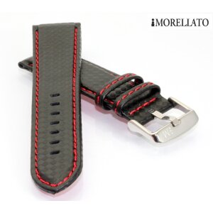 Morellato Uhrenband Biking Technic Carbon-Style schwarz-rot wasserfest 24 mm