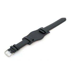 XL-Uhrenarmband mit Unterlage Jungkalb Modell U-Chur schwarz 20 mm