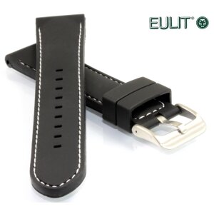 Eulit Silikon Uhrenarmband Modell Silikon-Naht-WN schwarz 18 mm