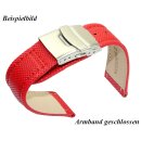 Französisches Kalbsleder Uhrenarmband Modell Basel-FS schwarz-ON 24 mm