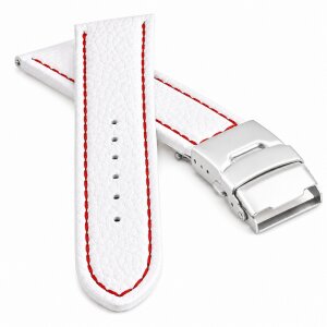 Büffelleder Uhrenarmband Freiburg-FS weiß-rot 18 mm