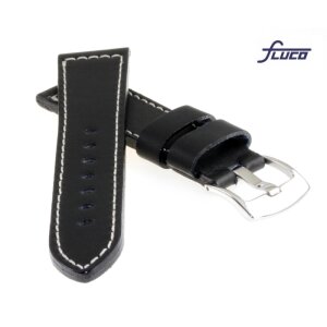 Handgefertigtes Fluco Uhrenarmband Modell Snow-Calf schwarz 20 mm