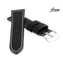 Handgefertigtes Fluco Uhrenarmband Modell Snow-Calf schwarz 24 mm