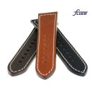 Handgefertigtes Fluco Uhrenarmband Modell Snow-Calf schwarz 24 mm