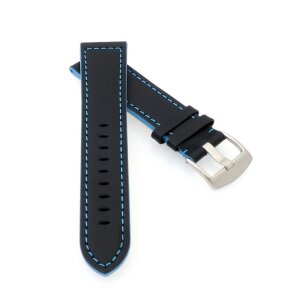 Softleder Uhrenarmband Modell Sportina schwarz-blau 22 mm Breitdorn