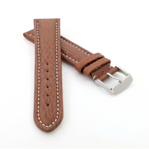 Echt Haifisch Uhrenarmband Modell Poseidon-NL hellbraun 24 mm, Normallänge