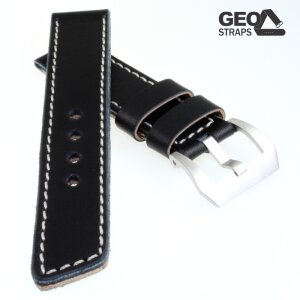 GEO-Straps Uhrenarmband Modell Snow-Calf schwarz 24 mm PRE-V Handarbeit