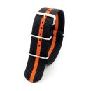 Nato Nylon Uhrenarmband Modell Camp schwarz-orange 20 mm - Nato Strap