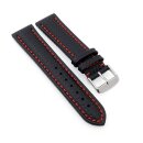 Carbon-Style Uhrenband Modell Carbon-87A schwarz-RN wasserfest 20 mm