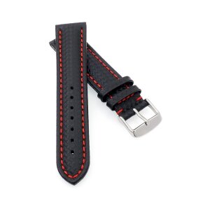 Carbon-Style Uhrenband Modell Carbon-87A schwarz-RN wasserfest 22 mm