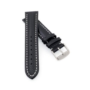 Carbon-Style Uhrenband Modell Carbon-87A schwarz-WN wasserfest 24 mm