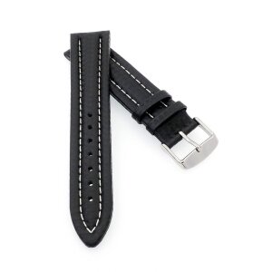 Carbon-Leder Uhrenband Modell Carbon-584 schwarz-WN wasserfest 22 mm