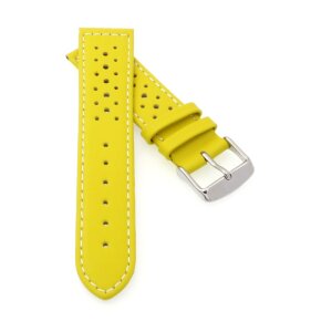 Softleder Uhrenarmband Modell Sportiva gelb 22 mm - gelocht