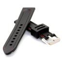 Silikon Uhrenarmband Modell Rosanna schwarz - rote Naht DS 24 mm