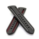 Silikon Uhrenarmband Modell Rosanna schwarz - rote Naht DS 24 mm