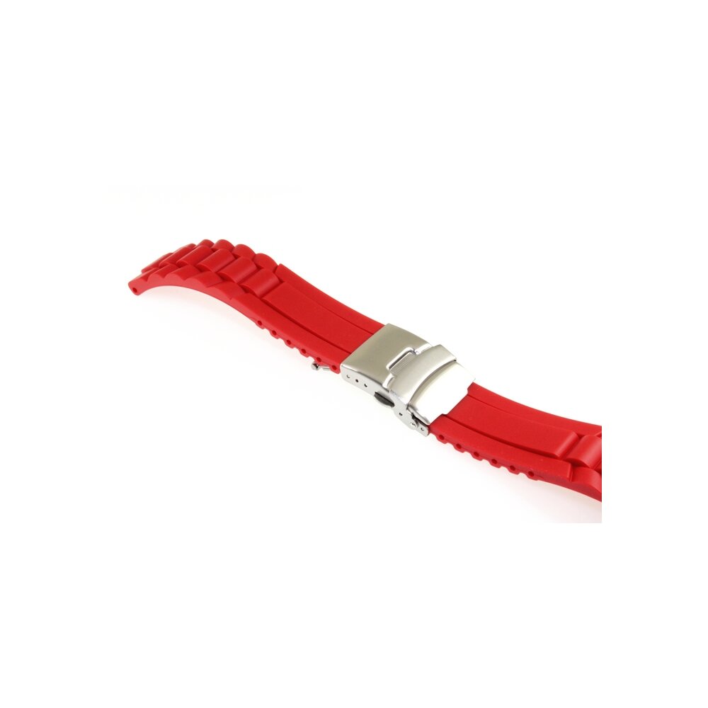 Silikon Uhrenarmband Modell Miami rot 20 mm, Faltschließe Uhrenarmb