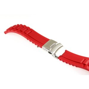 Silikon Uhrenarmband Modell Miami rot 20 mm, Faltschließe