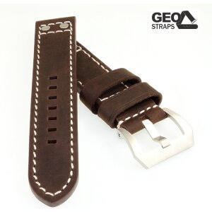 Vollrindleder Uhrenarmband Modell Mountain Bär Flieger dunkelbraun 24 mm