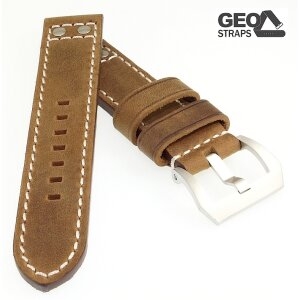 Vollrindleder Uhrenarmband Modell Mountain Bär Flieger hellbraun 26 mm