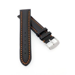 Carbon-Style Uhrenband Modell Carbon-87A schwarz-ON wasserfest 22 mm