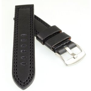 Rindleder Uhrenarmband Modell Calazio wasserfest schwarz 20 mm