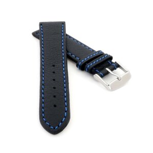 Soft Büffelkalb-Leder Uhrenarmband Modell Kansas schwarz-blau 18 mm