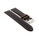 Soft Büffelkalb-Leder Uhrenarmband Modell Kansas schwarz-orange 24 mm