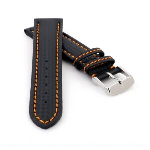 Carbon-Style Uhrenband Modell Heavy schwarz-ON wasserfest 22 mm