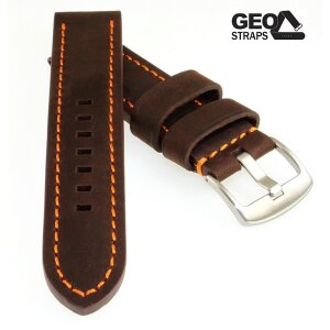 Vollrindleder Uhrenarmband Modell Mountain Bär mocca orangene Naht 22 mm