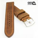 Vollrindleder Uhrenarmband Modell Mountain Bär cognac orangene Naht 22 mm