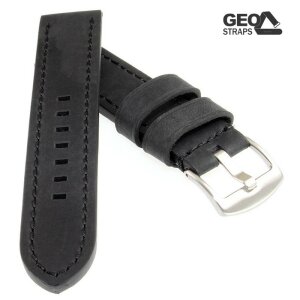 Vollrindleder Uhrenarmband Modell Mountain Bär schwarz Ton in Ton 22 mm