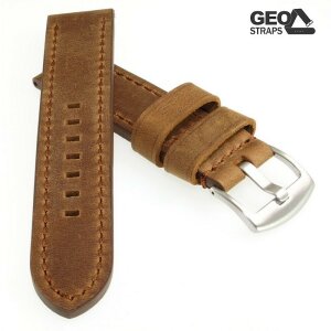 Vollrindleder Uhrenarmband Modell Mountain Bär cognac Ton in Ton 20 mm