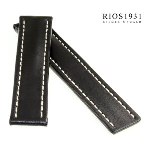 Rios1931 Uhrenarmband Modell Pilot Juchtenleder schwarz 22/18 mm kompatibel Breitling