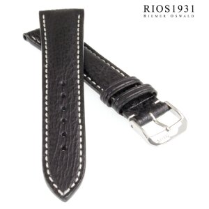Rios1931 Haifischleder Uhrenarmband Modell Wave schwarz 20 mm, Handarbeit