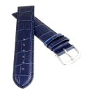 Feines Alligator Leder Uhrenarmband Lausanne-XL extralang blau 18 mm