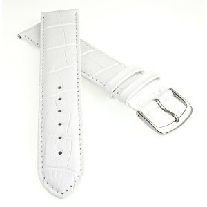 Feines Alligator Leder Uhrenarmband Lausanne-XL extralang weiß 12 mm