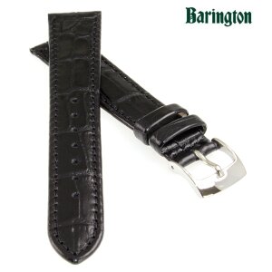 Barington Alligator Uhrenarmband Modell Kroko-Print schwarz 19 mm, Handarbeit