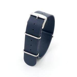 Nato Leder Uhrenarmband Modell United-S blau 18 mm Nato Strap