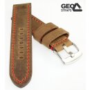 Vollrindleder Uhrenarmband Modell Mountain Bär cognac rote Naht 22 mm