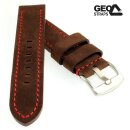 Vollrindleder Uhrenarmband Modell Mountain Bär mocca rote Naht 24 mm