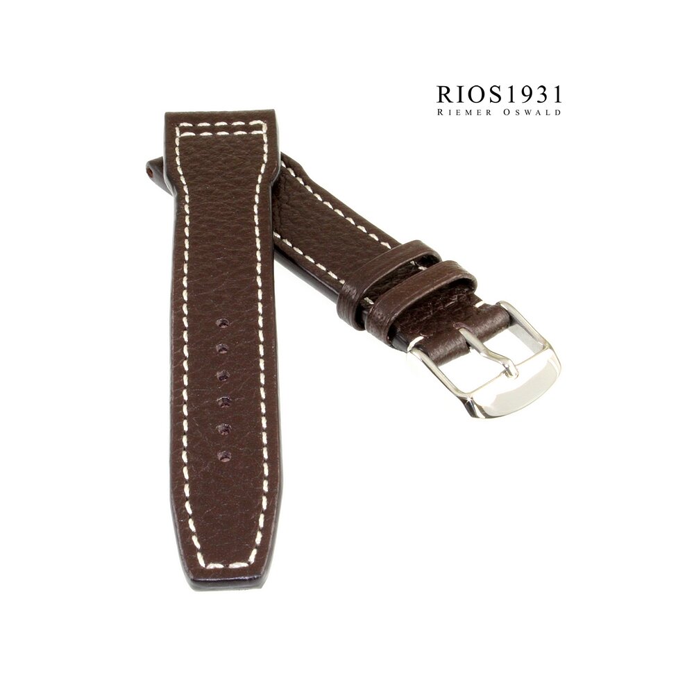Rios1931 Büffelleder Uhrenarmband Modell Typhoon mokka 22 mm, kompati