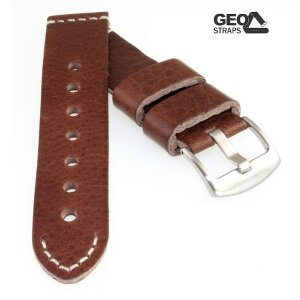 GEO-Straps Old Military softweiches Rindleder Uhrenarmband dunkelbraun-WN 24 mm