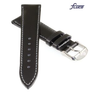Fluco Uhrenband englisches Bridle Leder Modell London schwarz 22 mm Handarbeit