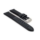 Softweiches Uhrenarmband Modell Cavaliere mit Steppung schwarz 20 mm