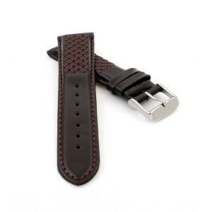 Softweiches Uhrenarmband Modell Cavaliere mit Steppung dunkelbraun 20 mm